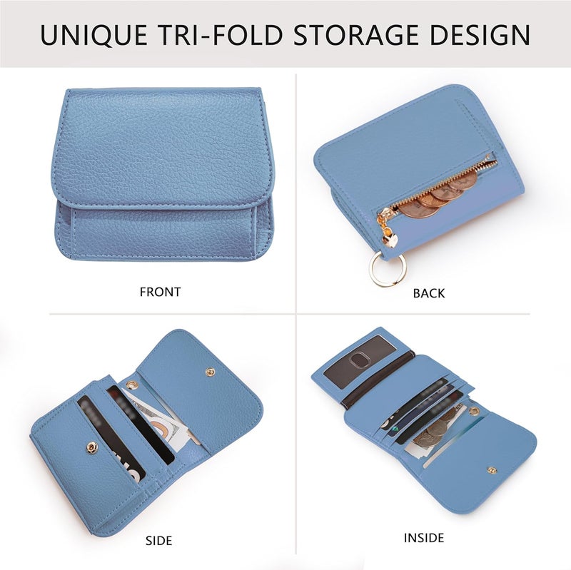 Sunpour Store محفظة مفاتيح RFID للنساء، محافظ صغيرة للنساء مع حلقة مفاتيح و جيب للنقود و نافذة للهوية - Image 3